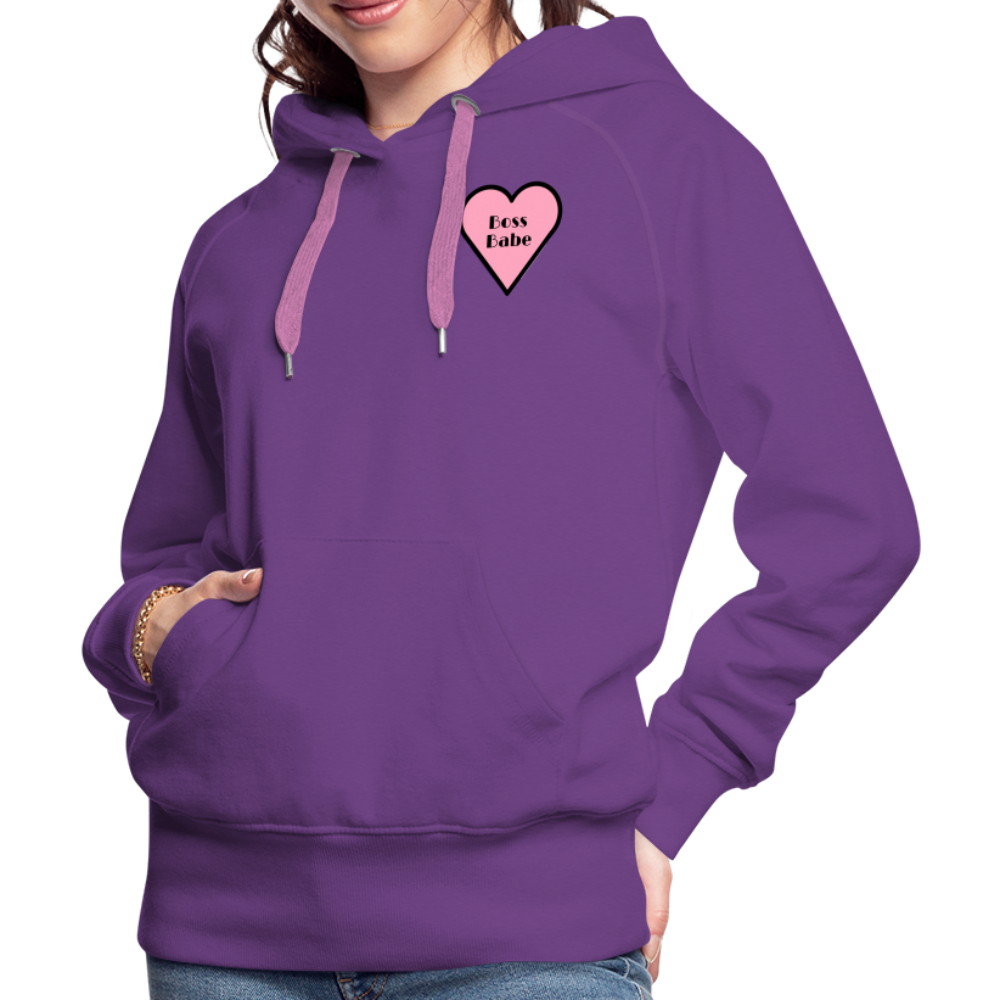 Customizable Boss Babe Pink Heart Moji Women’s Premium Hoodie  - Emoji.Express - purple 