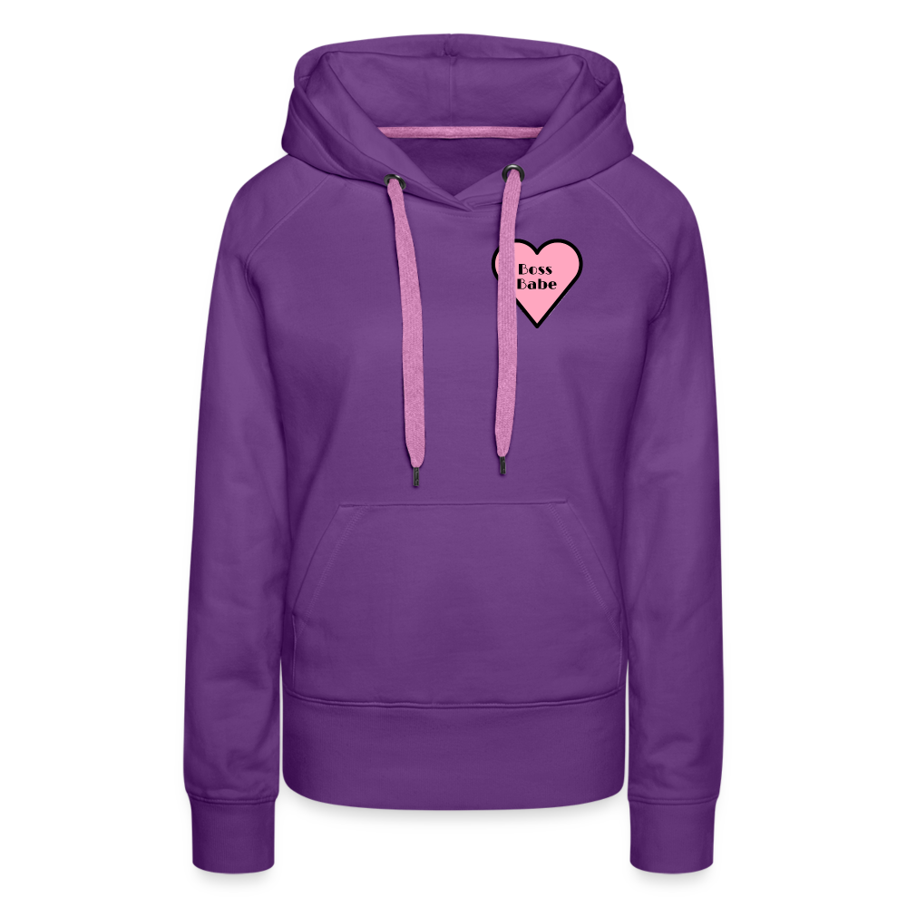 Customizable Boss Babe Pink Heart Moji Women’s Premium Hoodie  - Emoji.Express - purple 