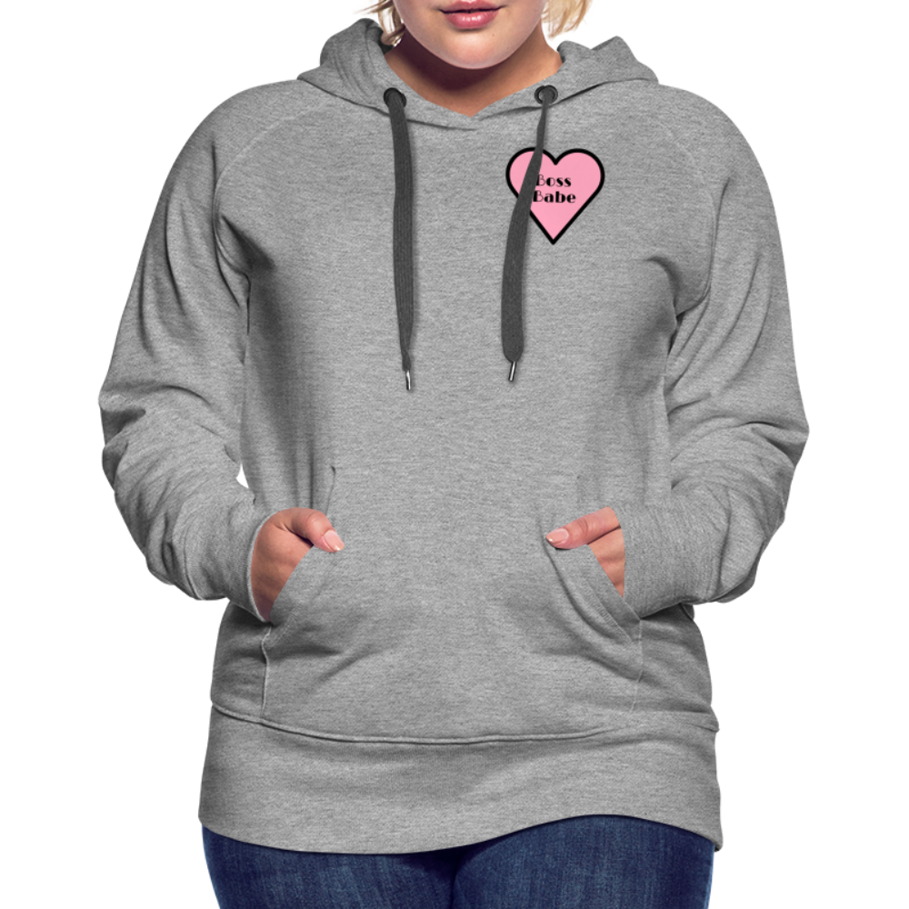 Customizable Boss Babe Pink Heart Moji Women’s Premium Hoodie  - Emoji.Express - heather grey