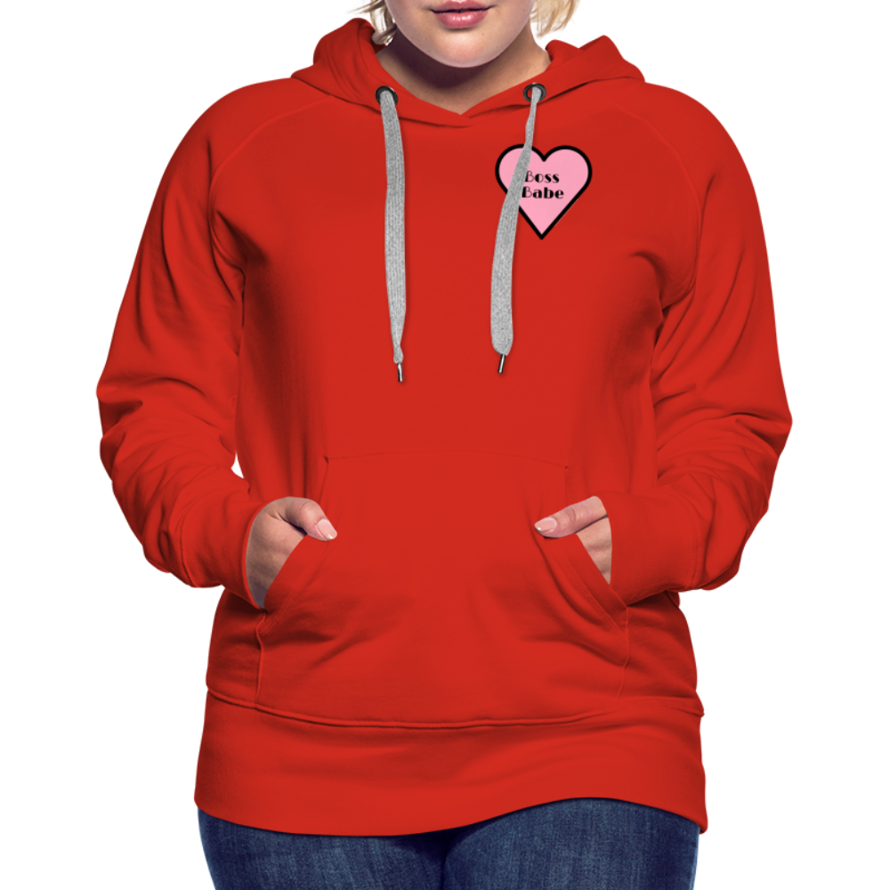 Customizable Boss Babe Pink Heart Moji Women’s Premium Hoodie  - Emoji.Express - red