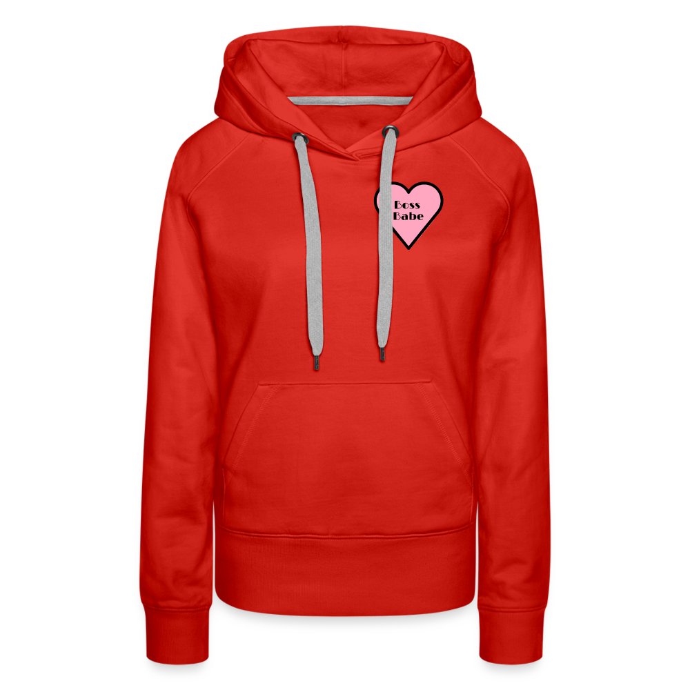 Customizable Boss Babe Pink Heart Moji Women’s Premium Hoodie  - Emoji.Express - red