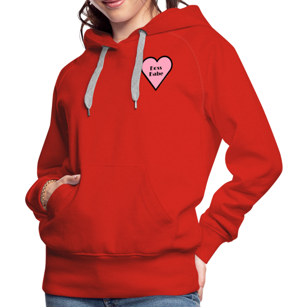 Customizable Boss Babe Pink Heart Moji Women’s Premium Hoodie  - Emoji.Express - red