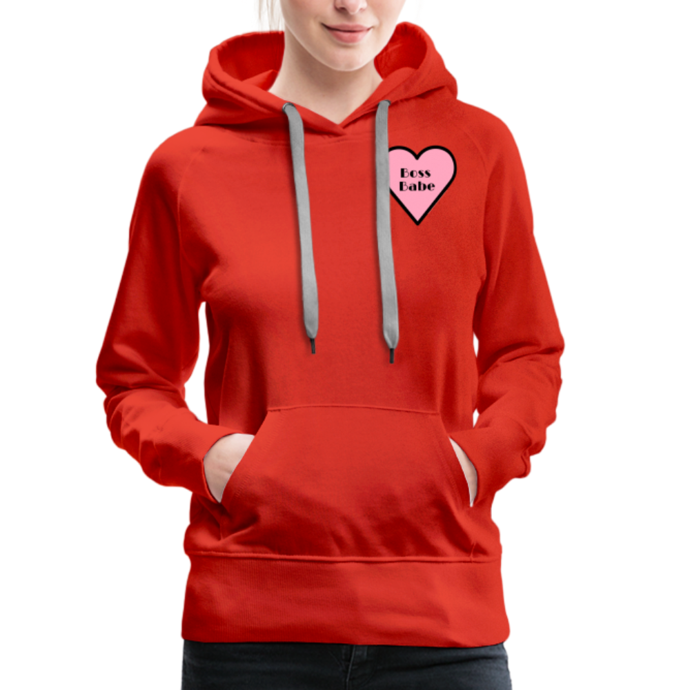 Customizable Boss Babe Pink Heart Moji Women’s Premium Hoodie  - Emoji.Express - red