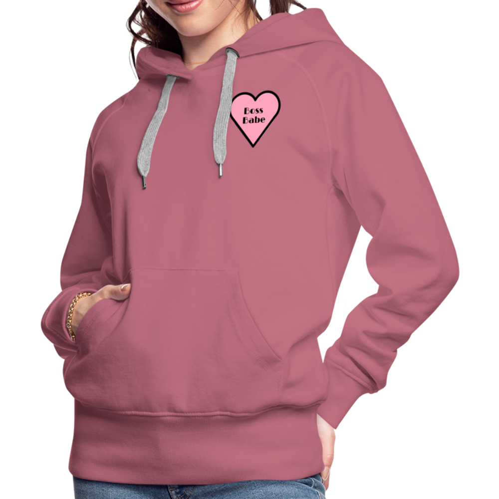Customizable Boss Babe Pink Heart Moji Women’s Premium Hoodie  - Emoji.Express - mauve