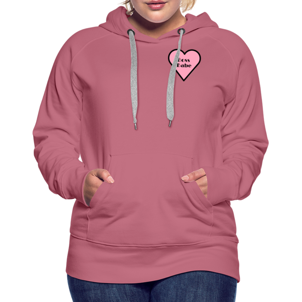 Customizable Boss Babe Pink Heart Moji Women’s Premium Hoodie  - Emoji.Express - mauve