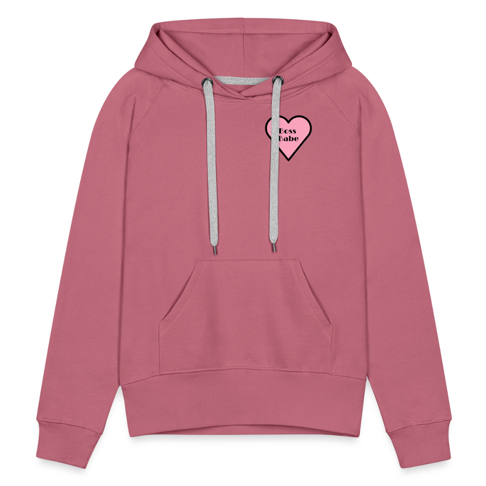 Customizable Boss Babe Pink Heart Moji Women’s Premium Hoodie  - Emoji.Express - mauve