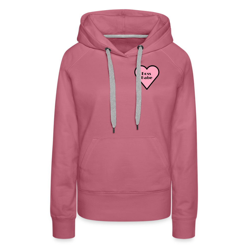 Customizable Boss Babe Pink Heart Moji Women’s Premium Hoodie  - Emoji.Express - mauve