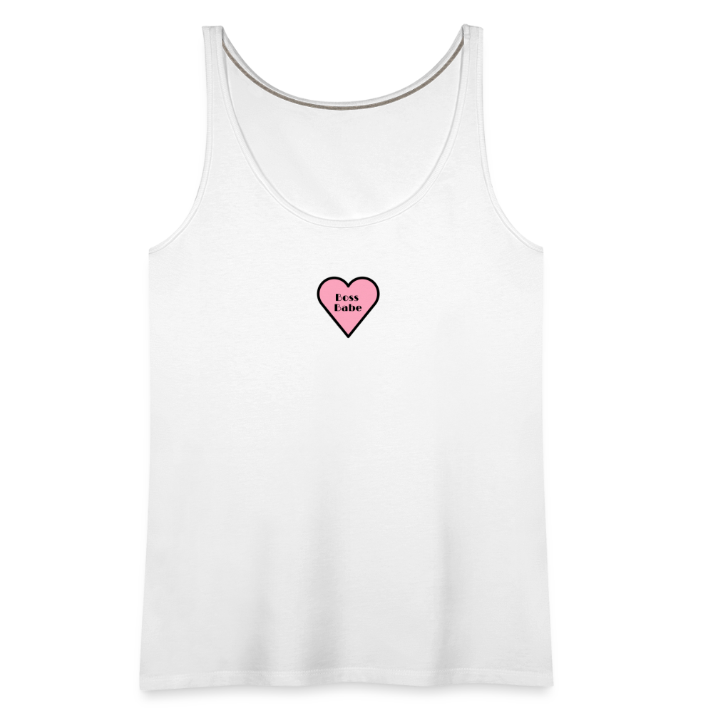 Customizable Boss Babe Pink Heart Moji Women’s Premium Tank Top - Emoji.Express - white