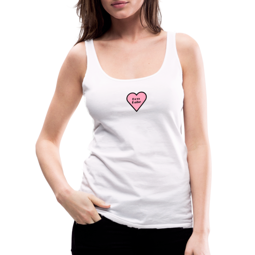 Customizable Boss Babe Pink Heart Moji Women’s Premium Tank Top - Emoji.Express - white