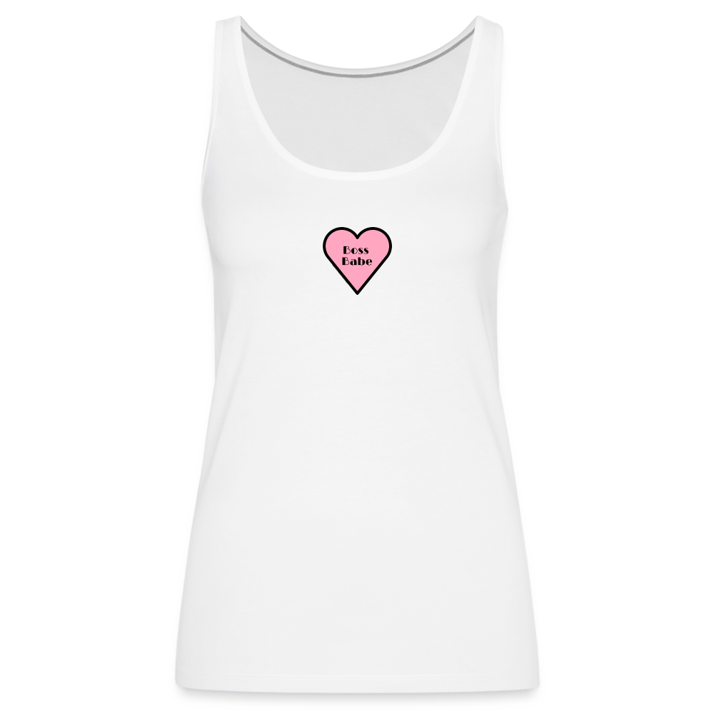 Customizable Boss Babe Pink Heart Moji Women’s Premium Tank Top - Emoji.Express - white