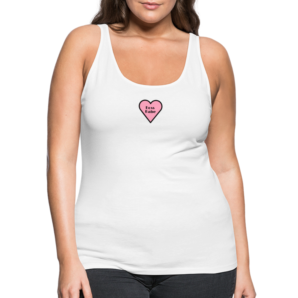 Customizable Boss Babe Pink Heart Moji Women’s Premium Tank Top - Emoji.Express - white