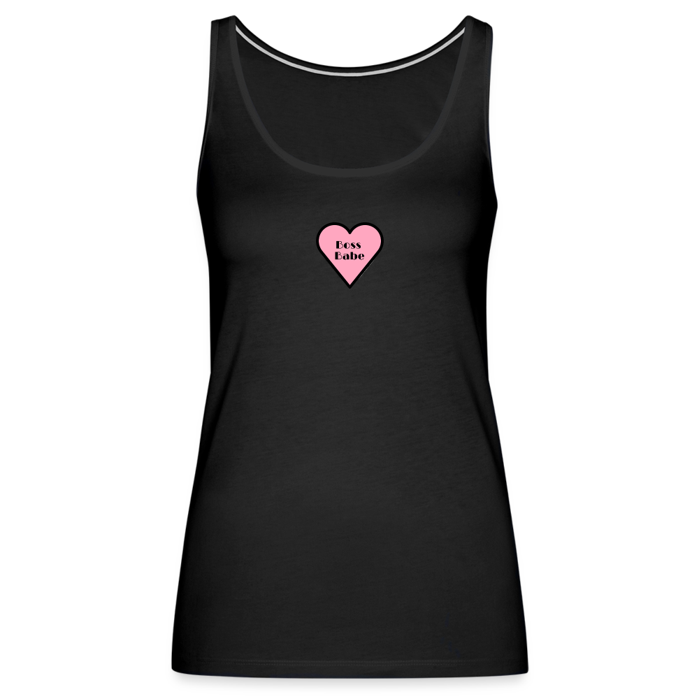 Customizable Boss Babe Pink Heart Moji Women’s Premium Tank Top - Emoji.Express - black