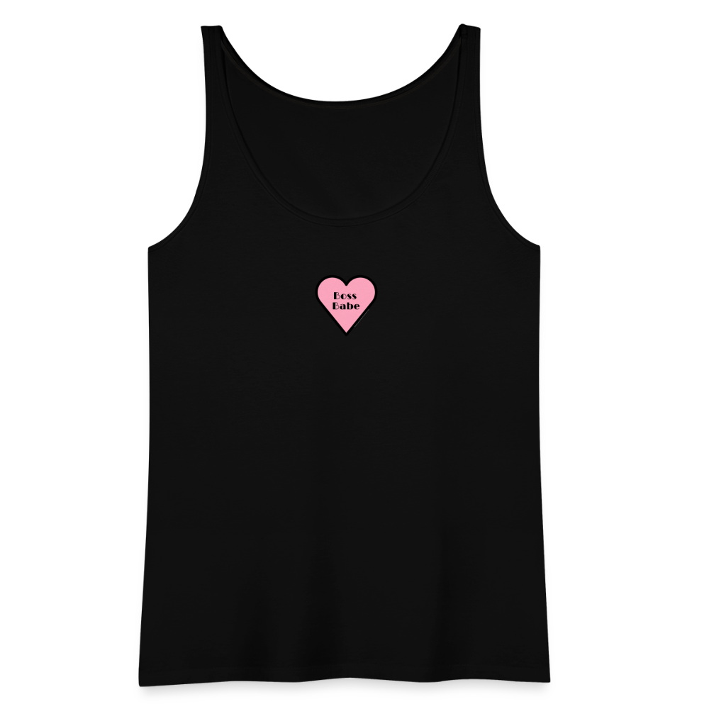 Customizable Boss Babe Pink Heart Moji Women’s Premium Tank Top - Emoji.Express - black