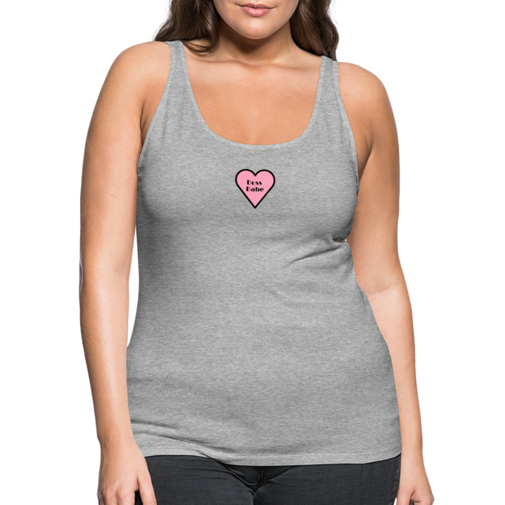 Customizable Boss Babe Pink Heart Moji Women’s Premium Tank Top - Emoji.Express - heather gray