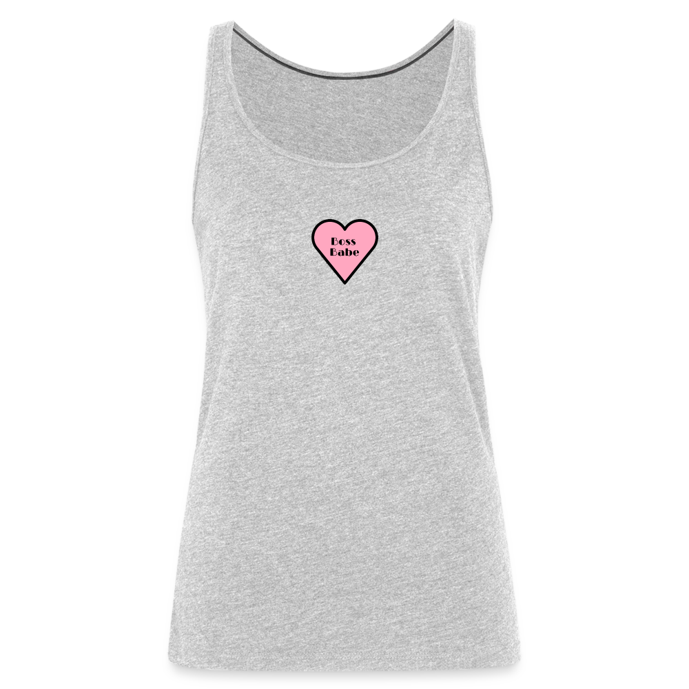 Customizable Boss Babe Pink Heart Moji Women’s Premium Tank Top - Emoji.Express - heather gray