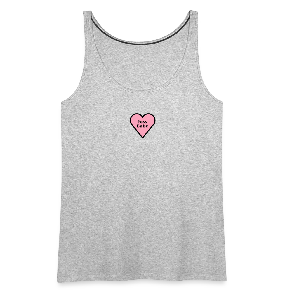 Customizable Boss Babe Pink Heart Moji Women’s Premium Tank Top - Emoji.Express - heather gray
