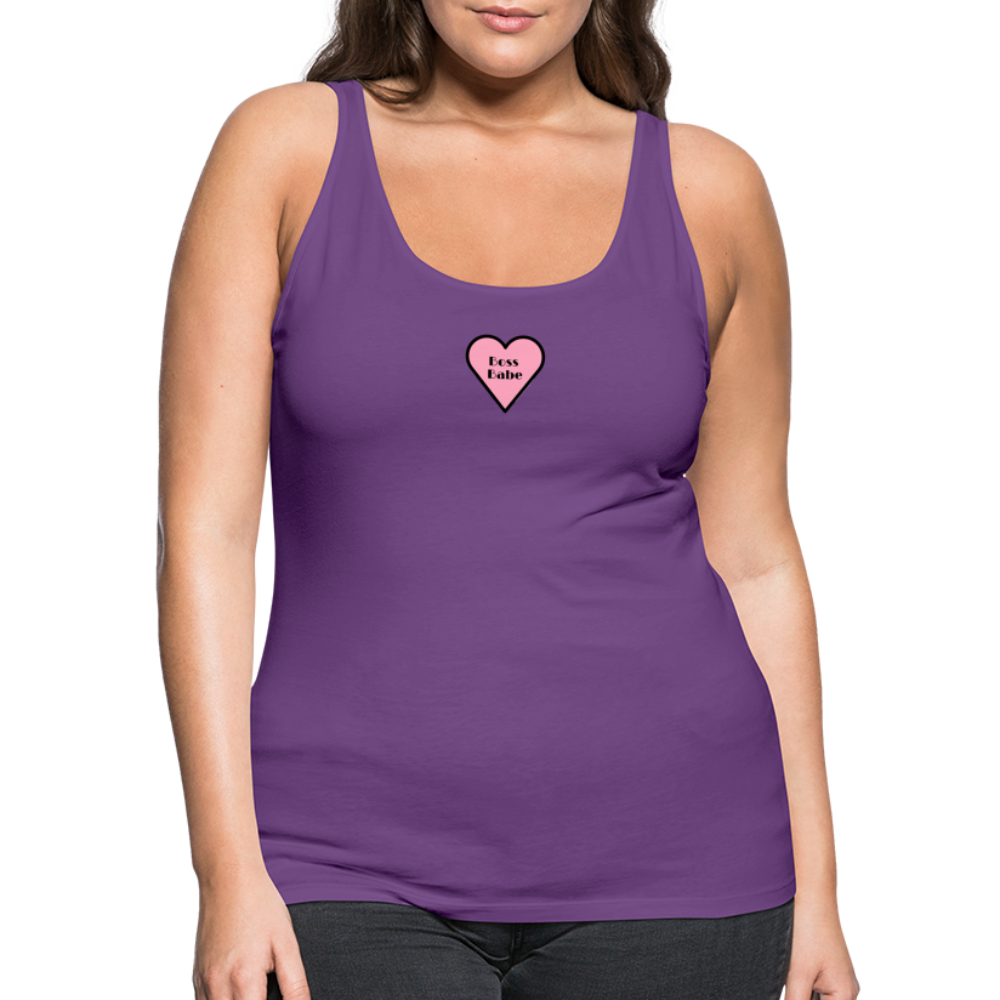 Customizable Boss Babe Pink Heart Moji Women’s Premium Tank Top - Emoji.Express - purple