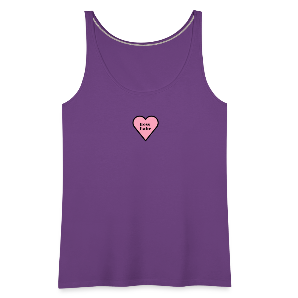 Customizable Boss Babe Pink Heart Moji Women’s Premium Tank Top - Emoji.Express - purple