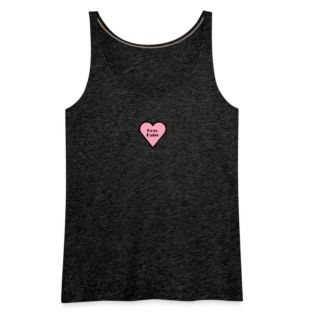 Customizable Boss Babe Pink Heart Moji Women’s Premium Tank Top - Emoji.Express - charcoal grey