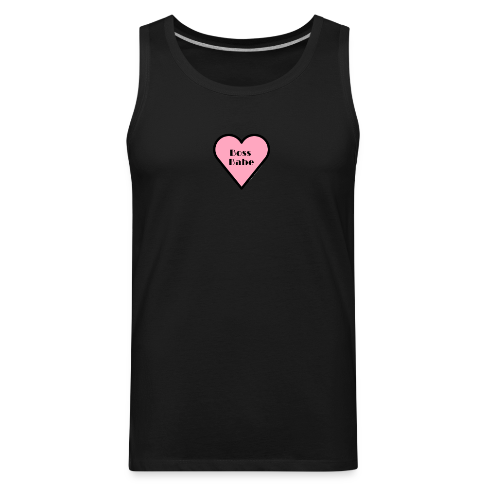 Customizable Boss Babe Pink Heart Moji Men’s Premium Tank Top - Emoji.Express - black