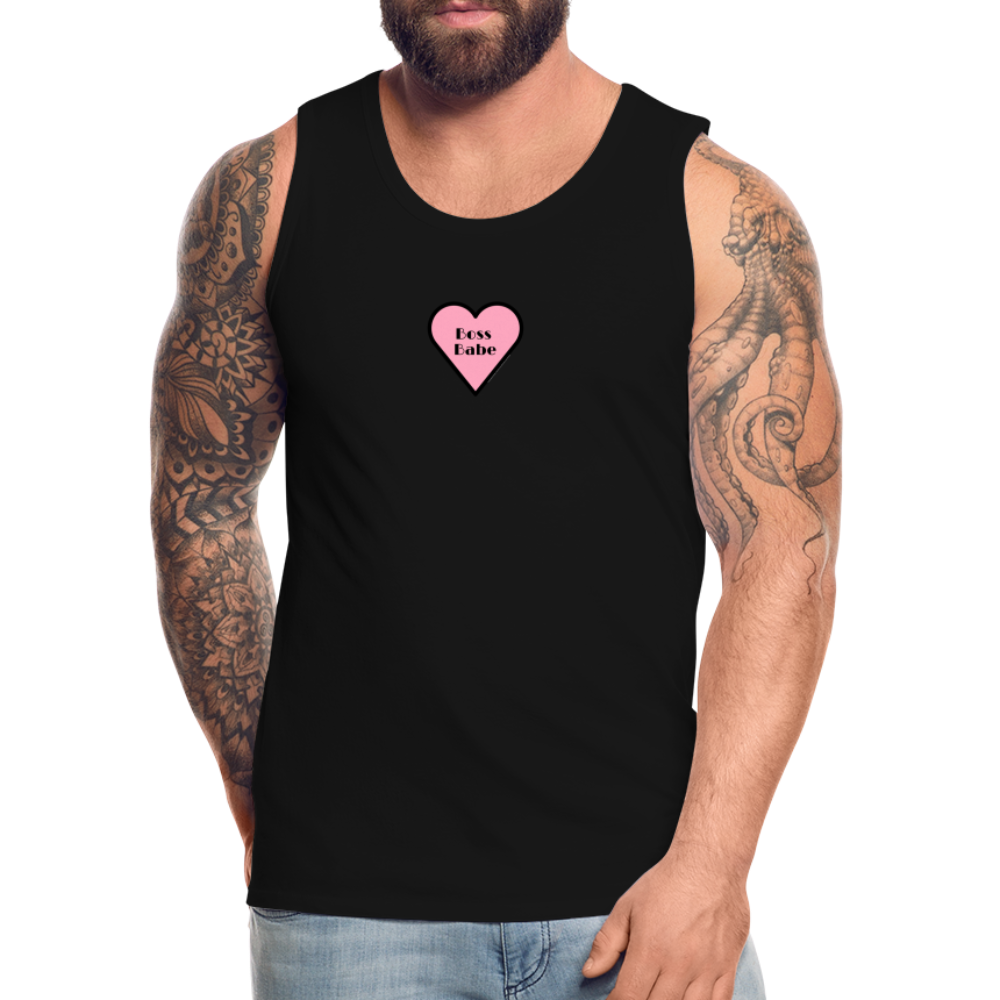 Customizable Boss Babe Pink Heart Moji Men’s Premium Tank Top - Emoji.Express - black