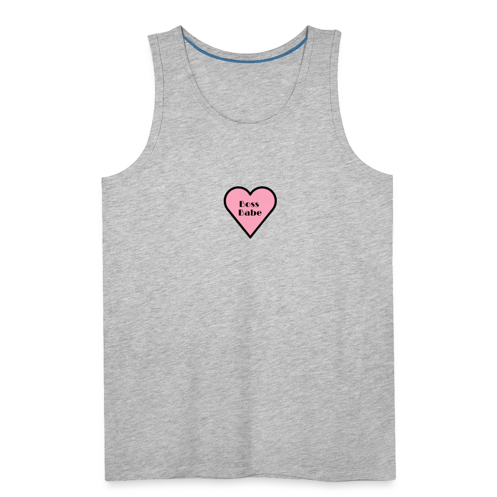 Customizable Boss Babe Pink Heart Moji Men’s Premium Tank Top - Emoji.Express - heather gray
