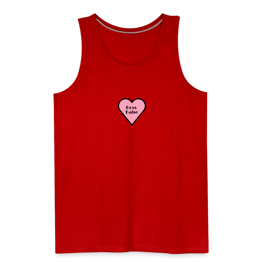 Customizable Boss Babe Pink Heart Moji Men’s Premium Tank Top - Emoji.Express - red