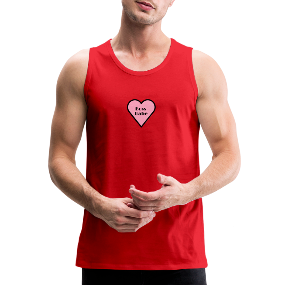 Customizable Boss Babe Pink Heart Moji Men’s Premium Tank Top - Emoji.Express - red