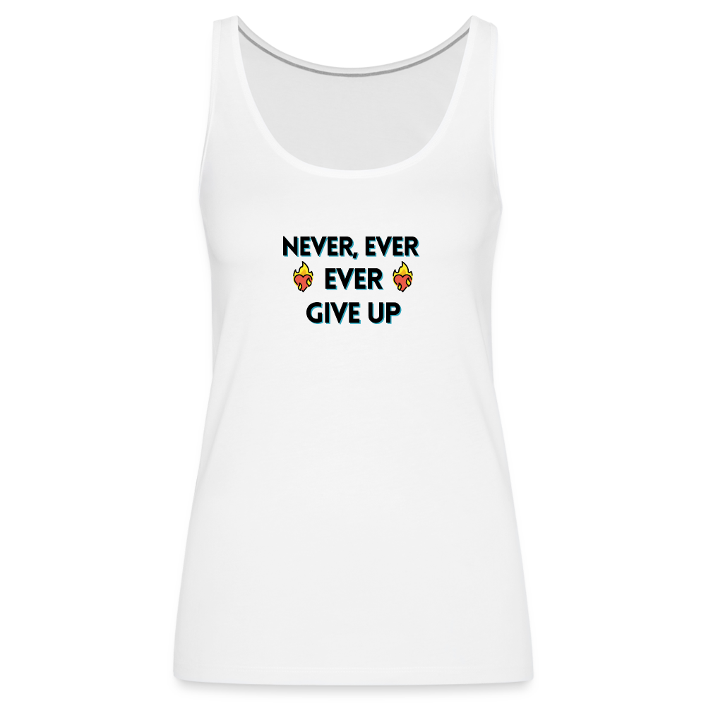 Customizable Emoji Expression: Never, Ever Ever Give Up Heart on Fire Moji Women’s Premium Tank - Emoij.Express - white