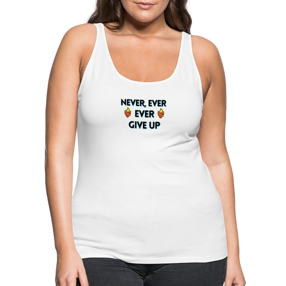 Customizable Emoji Expression: Never, Ever Ever Give Up Heart on Fire Moji Women’s Premium Tank - Emoij.Express - white