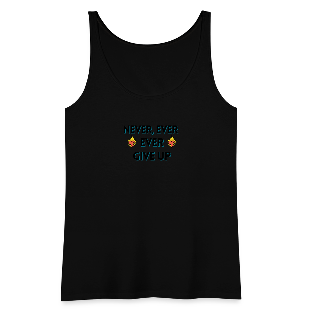 Customizable Emoji Expression: Never, Ever Ever Give Up Heart on Fire Moji Women’s Premium Tank - Emoij.Express - black