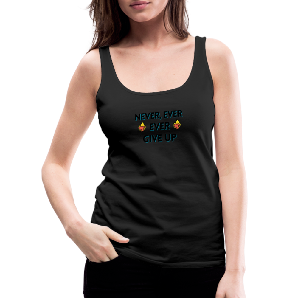 Customizable Emoji Expression: Never, Ever Ever Give Up Heart on Fire Moji Women’s Premium Tank - Emoij.Express - black