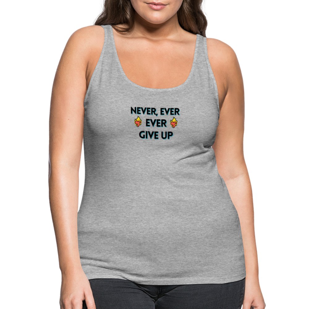 Customizable Emoji Expression: Never, Ever Ever Give Up Heart on Fire Moji Women’s Premium Tank - Emoij.Express - heather gray