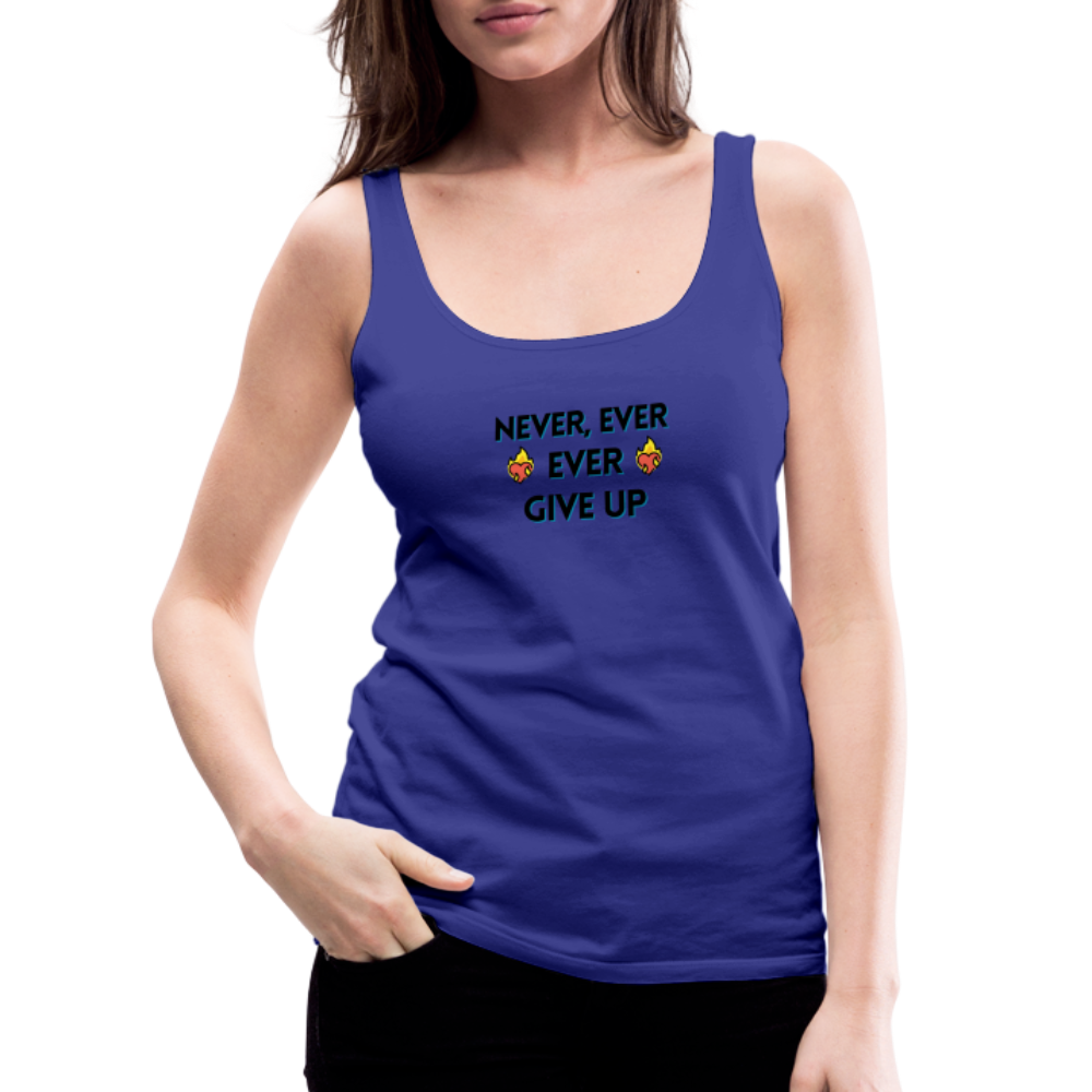 Customizable Emoji Expression: Never, Ever Ever Give Up Heart on Fire Moji Women’s Premium Tank - Emoij.Express - royal blue