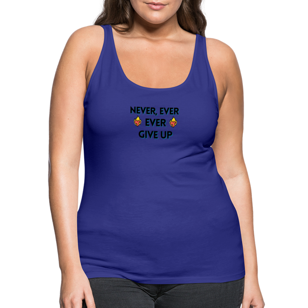 Customizable Emoji Expression: Never, Ever Ever Give Up Heart on Fire Moji Women’s Premium Tank - Emoij.Express - royal blue