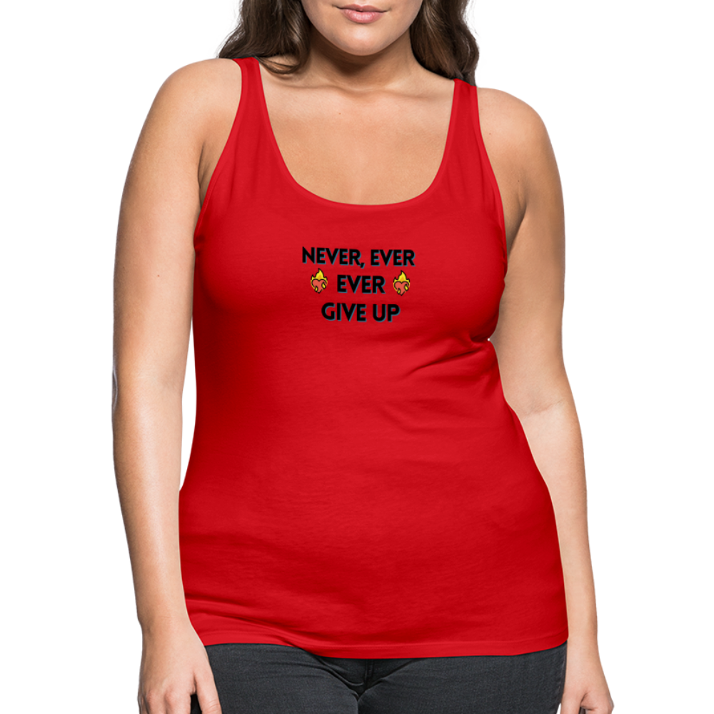 Customizable Emoji Expression: Never, Ever Ever Give Up Heart on Fire Moji Women’s Premium Tank - Emoij.Express - red