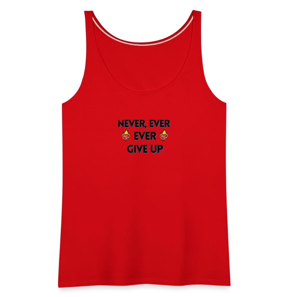 Customizable Emoji Expression: Never, Ever Ever Give Up Heart on Fire Moji Women’s Premium Tank - Emoij.Express - red