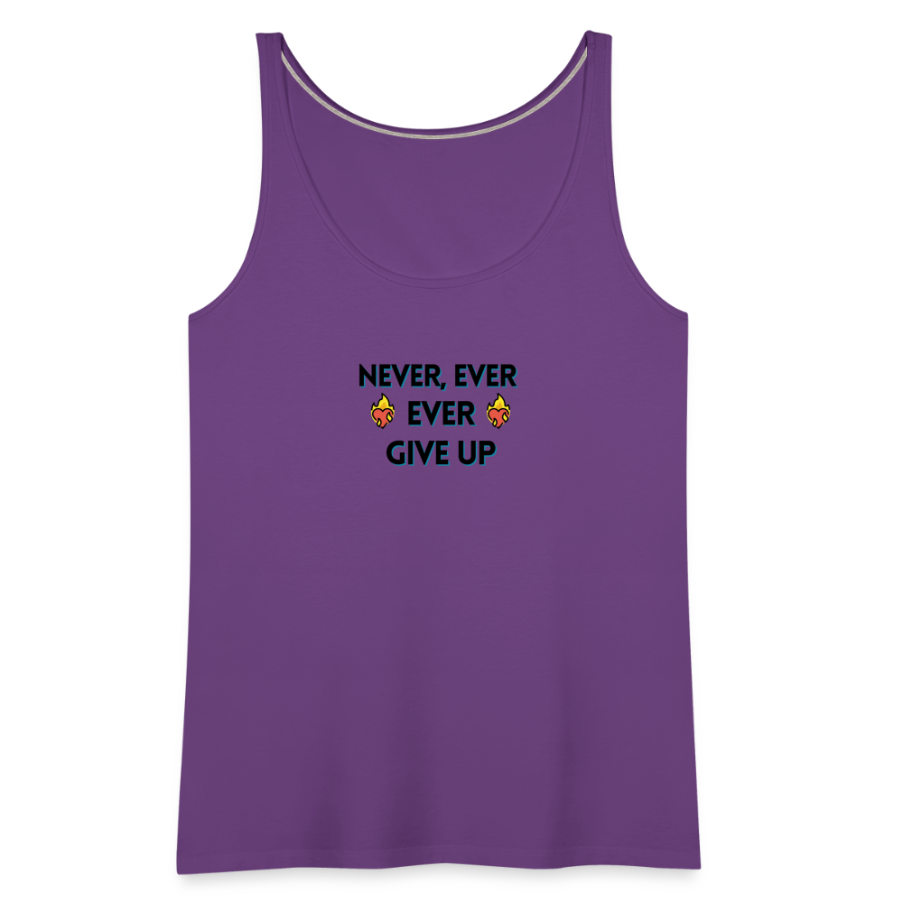 Customizable Emoji Expression: Never, Ever Ever Give Up Heart on Fire Moji Women’s Premium Tank - Emoij.Express - purple