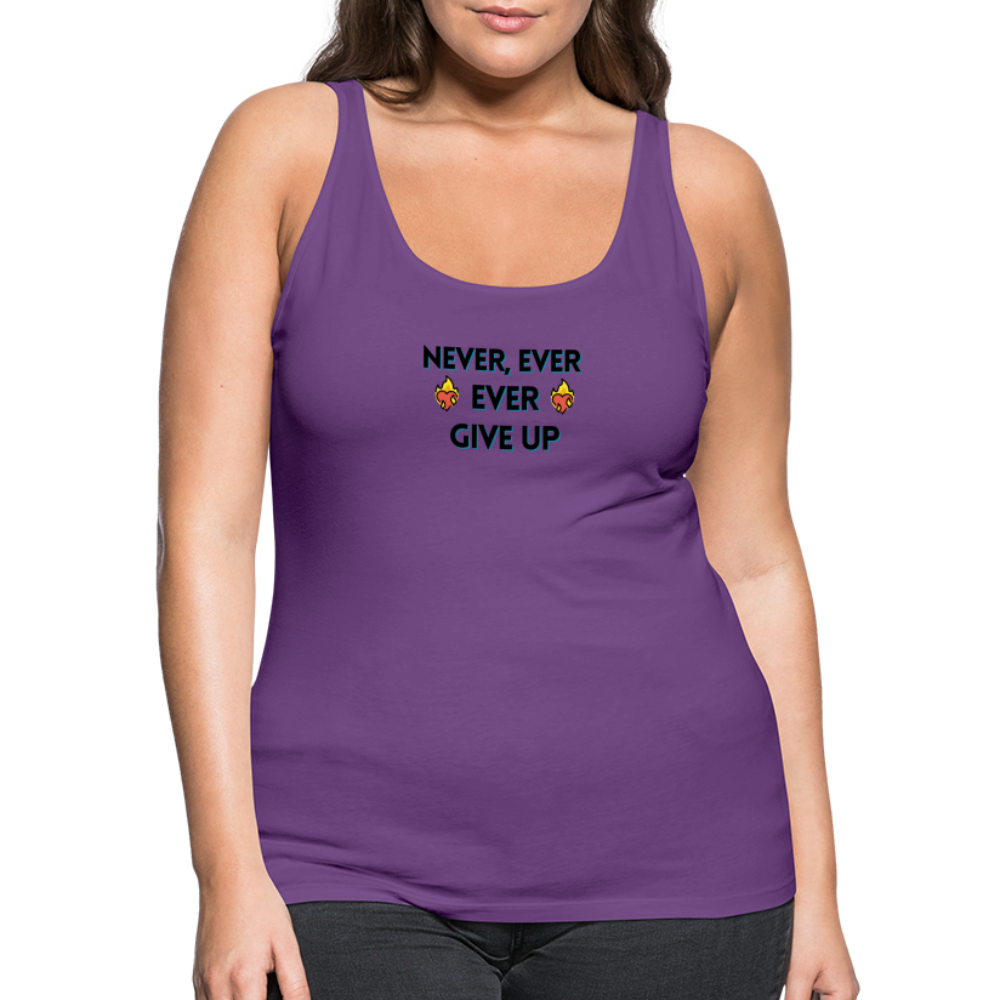 Customizable Emoji Expression: Never, Ever Ever Give Up Heart on Fire Moji Women’s Premium Tank - Emoij.Express - purple