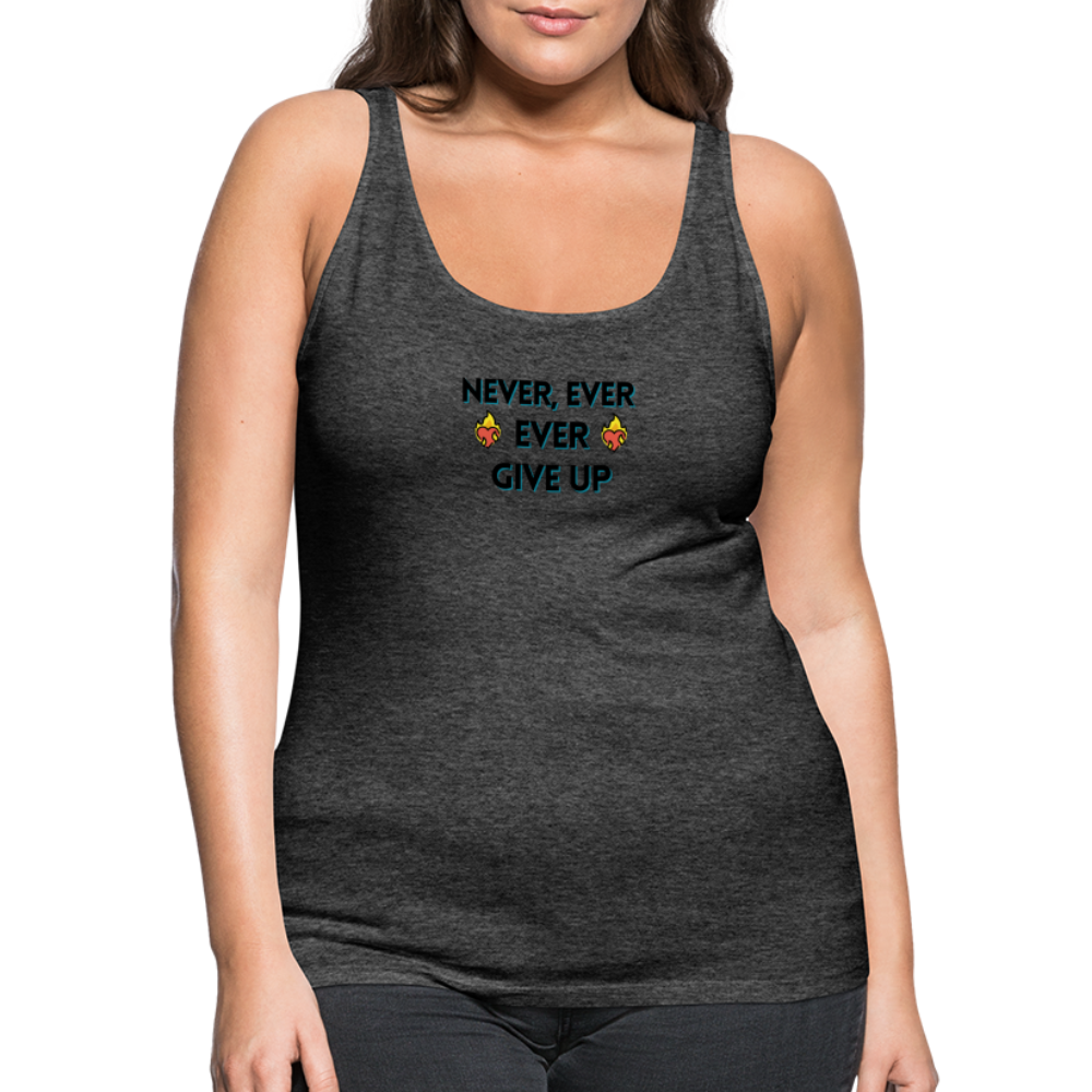 Customizable Emoji Expression: Never, Ever Ever Give Up Heart on Fire Moji Women’s Premium Tank - Emoij.Express - charcoal grey