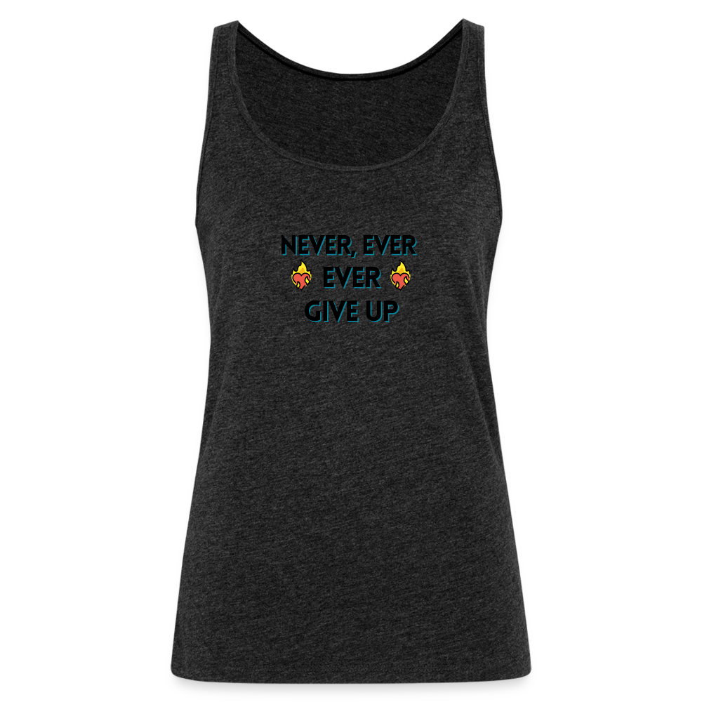 Customizable Emoji Expression: Never, Ever Ever Give Up Heart on Fire Moji Women’s Premium Tank - Emoij.Express - charcoal grey