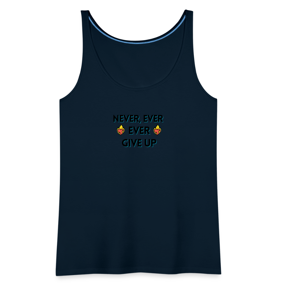Customizable Emoji Expression: Never, Ever Ever Give Up Heart on Fire Moji Women’s Premium Tank - Emoij.Express - deep navy