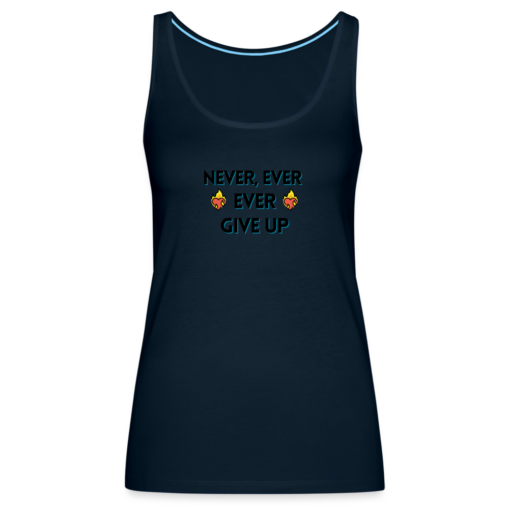 Customizable Emoji Expression: Never, Ever Ever Give Up Heart on Fire Moji Women’s Premium Tank - Emoij.Express - deep navy