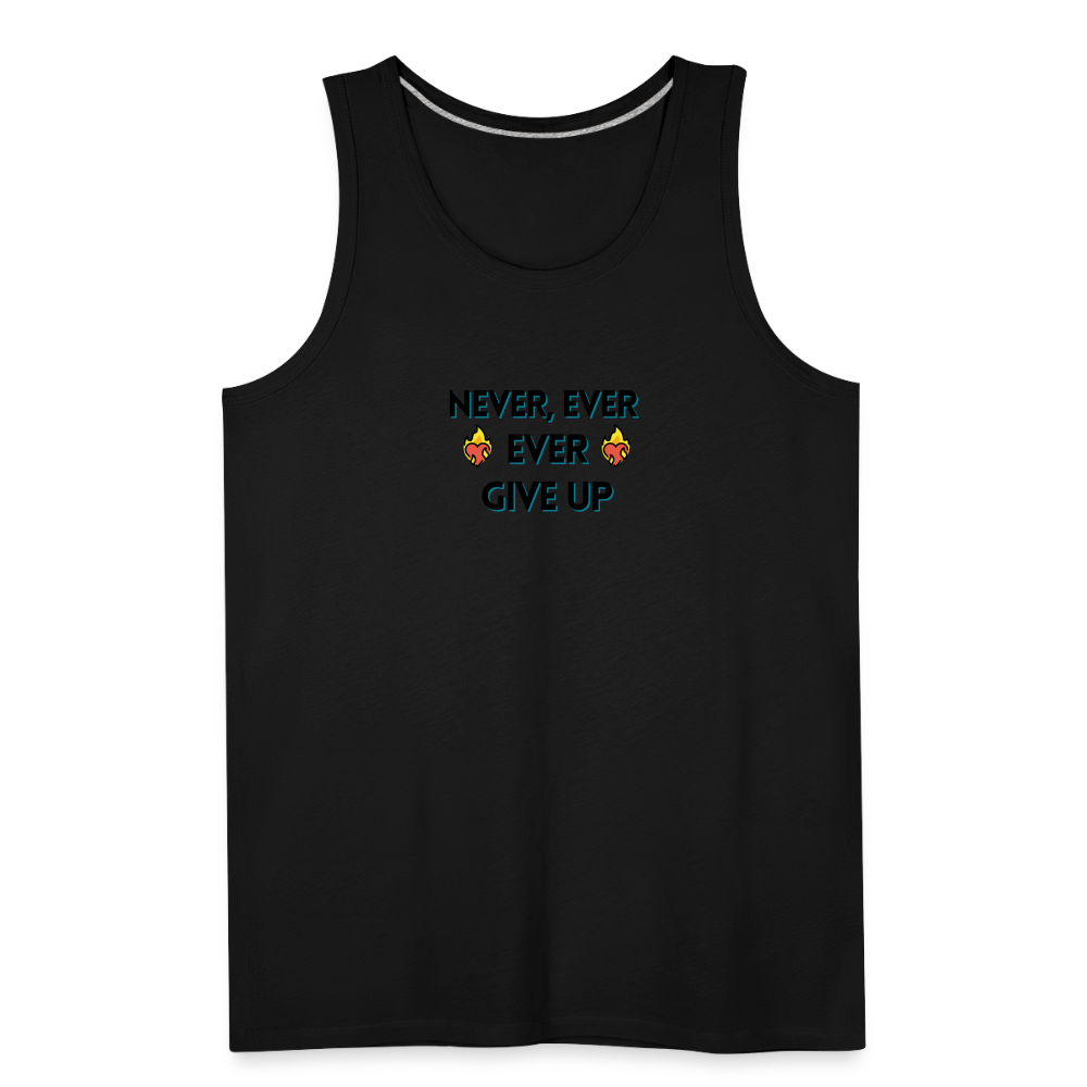 Customizable Emoji Expression: Never, Ever Ever Give Up Heart on Fire Moji Men’s Premium Tank - Emoij.Express - black