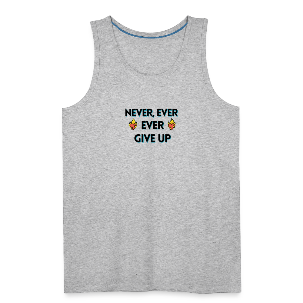 Customizable Emoji Expression: Never, Ever Ever Give Up Heart on Fire Moji Men’s Premium Tank - Emoij.Express - heather gray