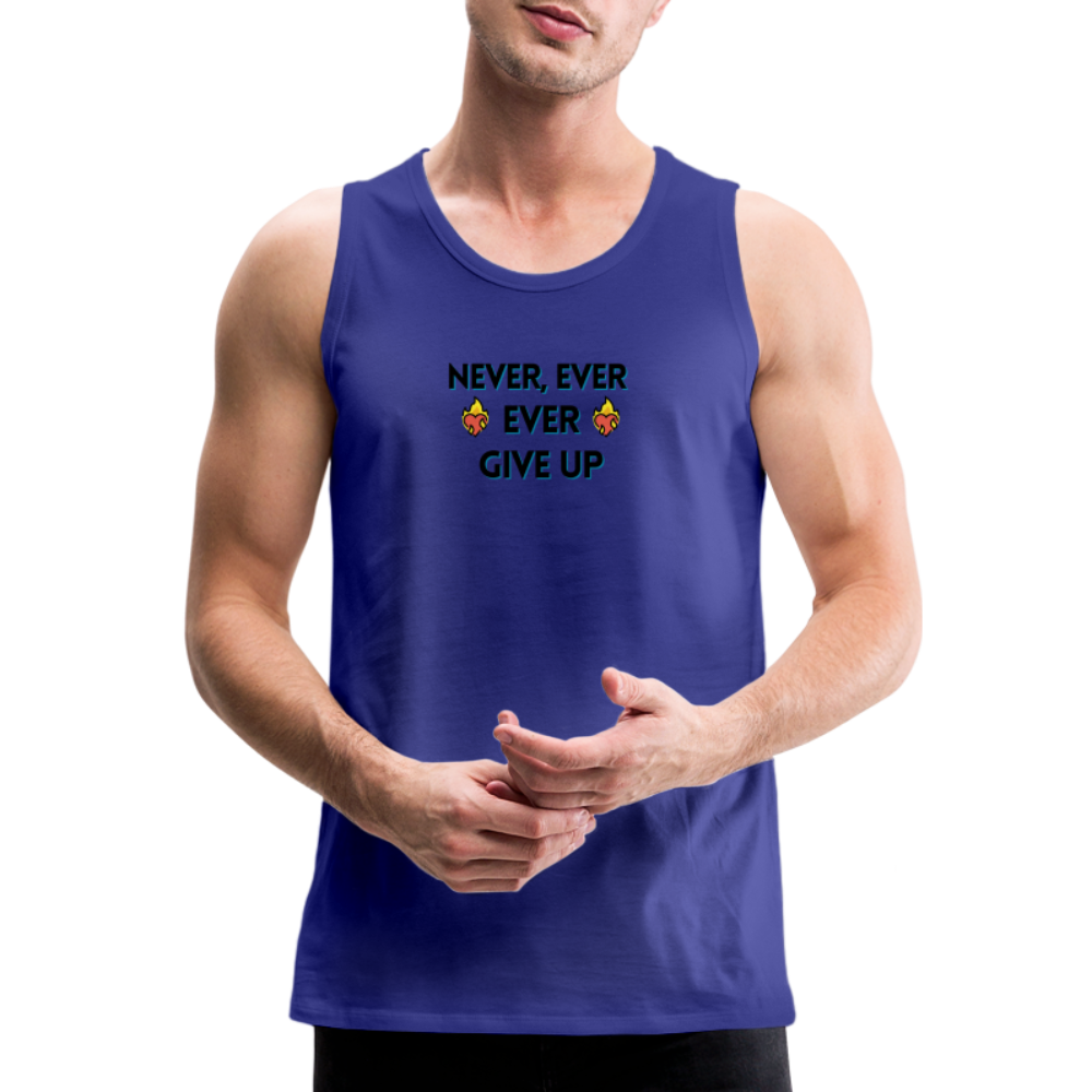 Customizable Emoji Expression: Never, Ever Ever Give Up Heart on Fire Moji Men’s Premium Tank - Emoij.Express - royal blue
