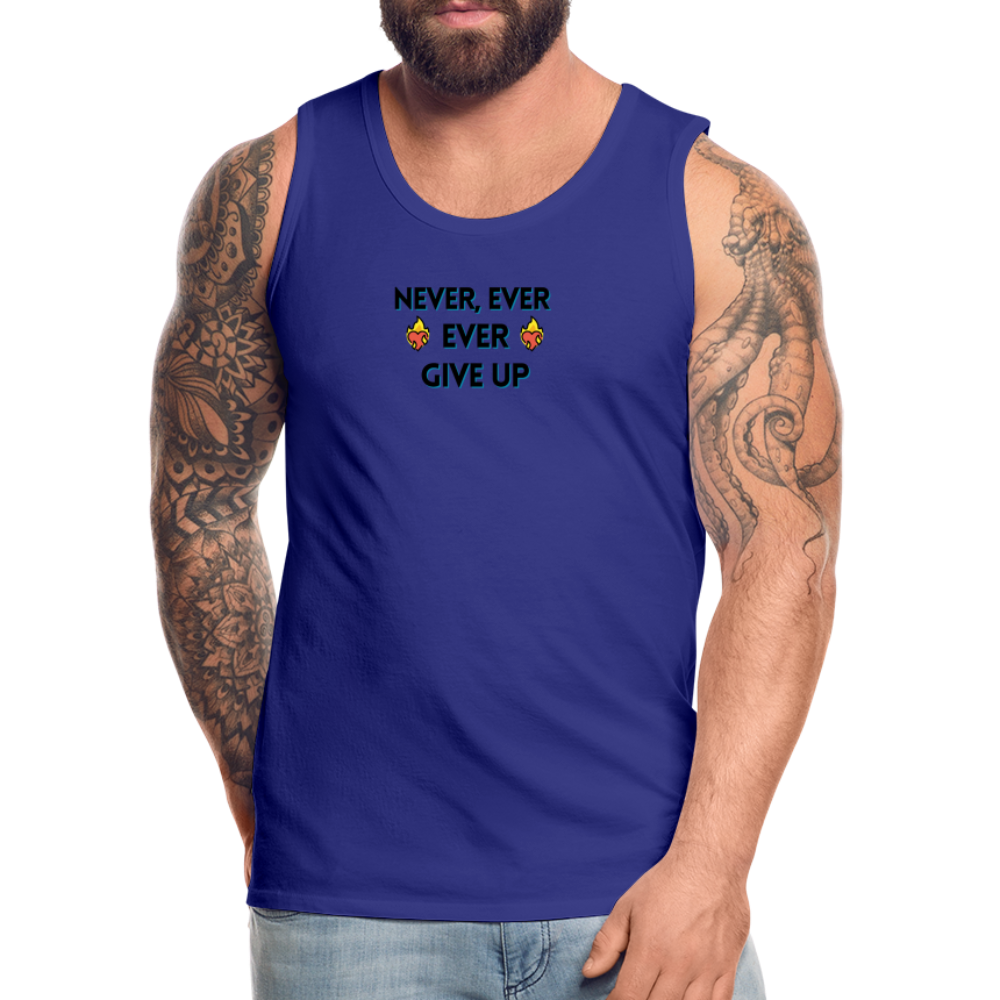 Customizable Emoji Expression: Never, Ever Ever Give Up Heart on Fire Moji Men’s Premium Tank - Emoij.Express - royal blue