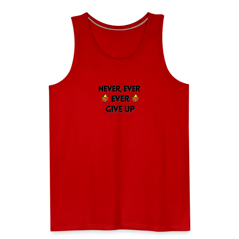 Customizable Emoji Expression: Never, Ever Ever Give Up Heart on Fire Moji Men’s Premium Tank - Emoij.Express - red