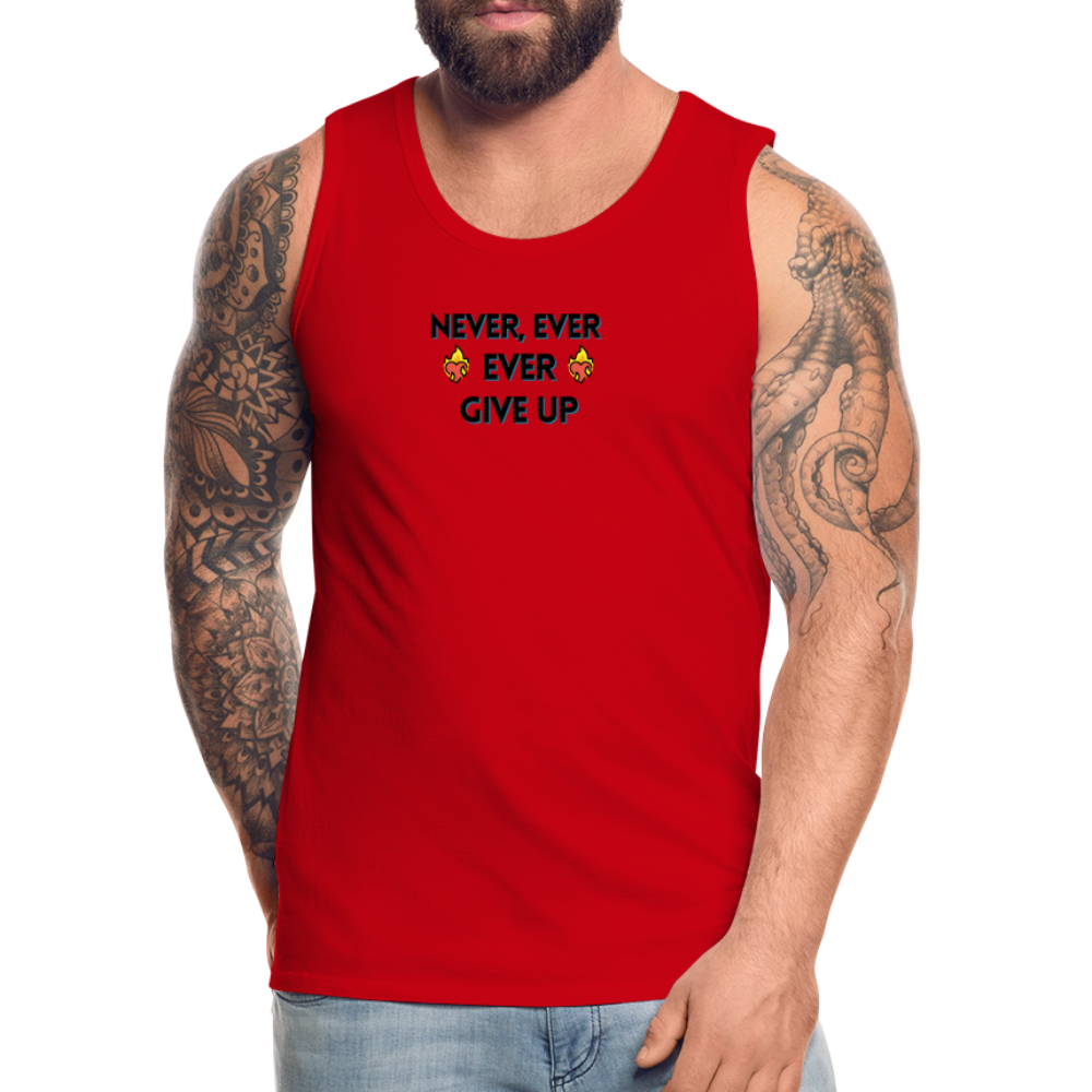 Customizable Emoji Expression: Never, Ever Ever Give Up Heart on Fire Moji Men’s Premium Tank - Emoij.Express - red