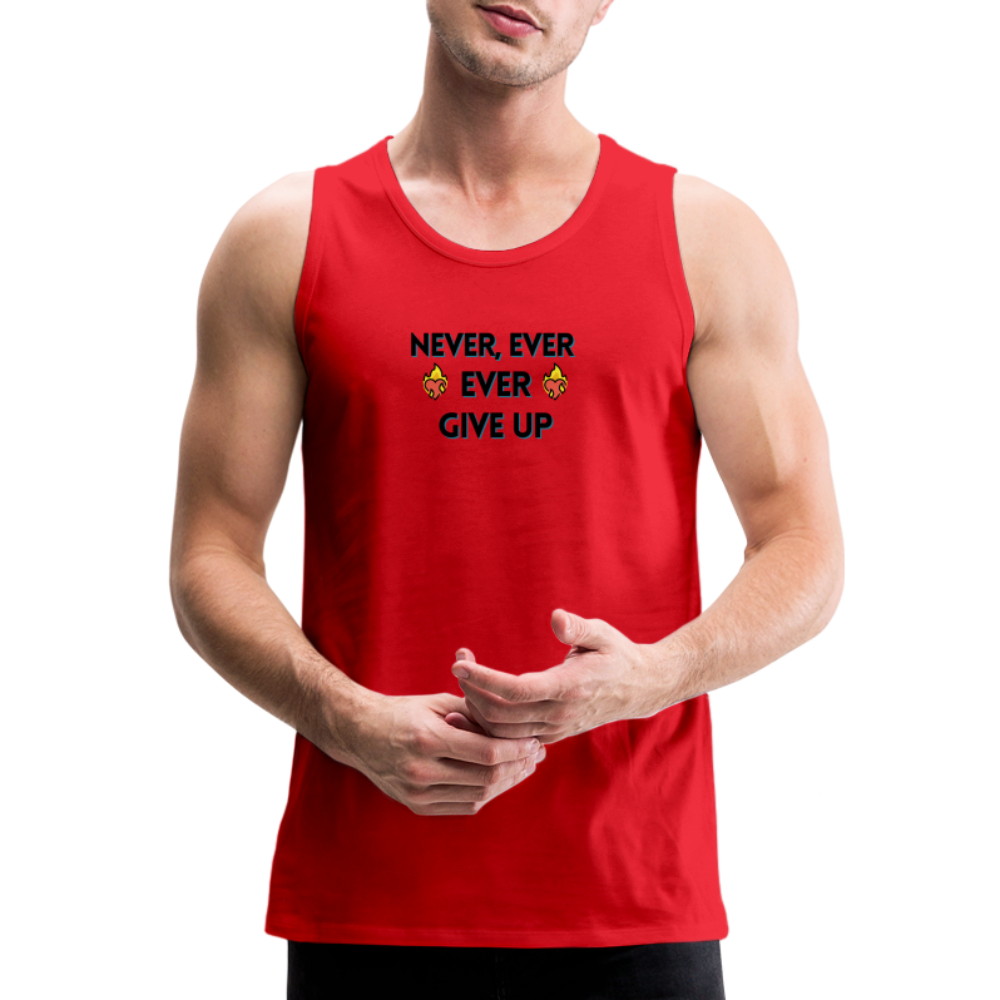 Customizable Emoji Expression: Never, Ever Ever Give Up Heart on Fire Moji Men’s Premium Tank - Emoij.Express - red